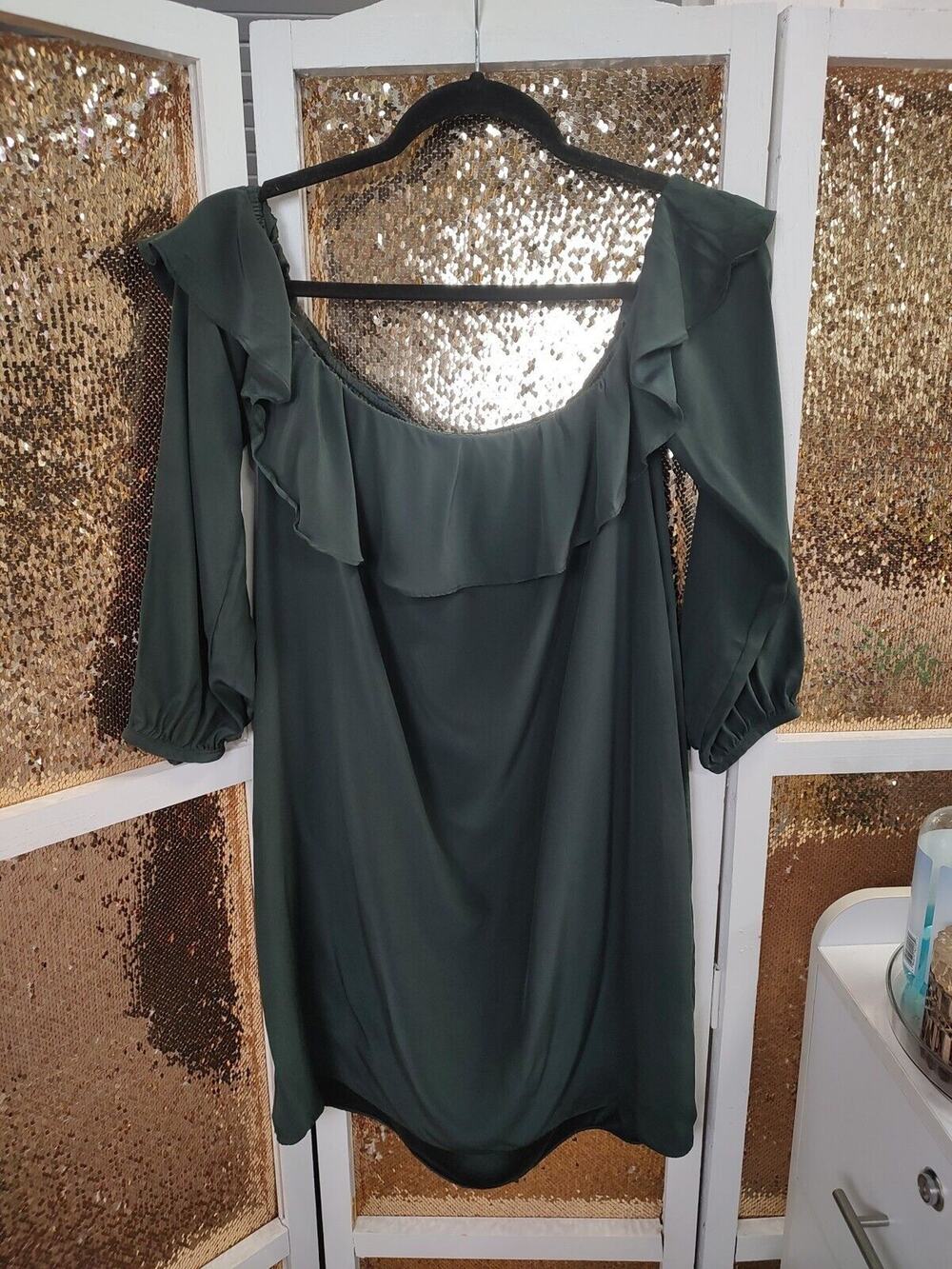 Amanda Uprichard Revolve Forest Green Dress 100% Silk